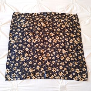 Tidi vintage blue & gold floral printed square scarf.